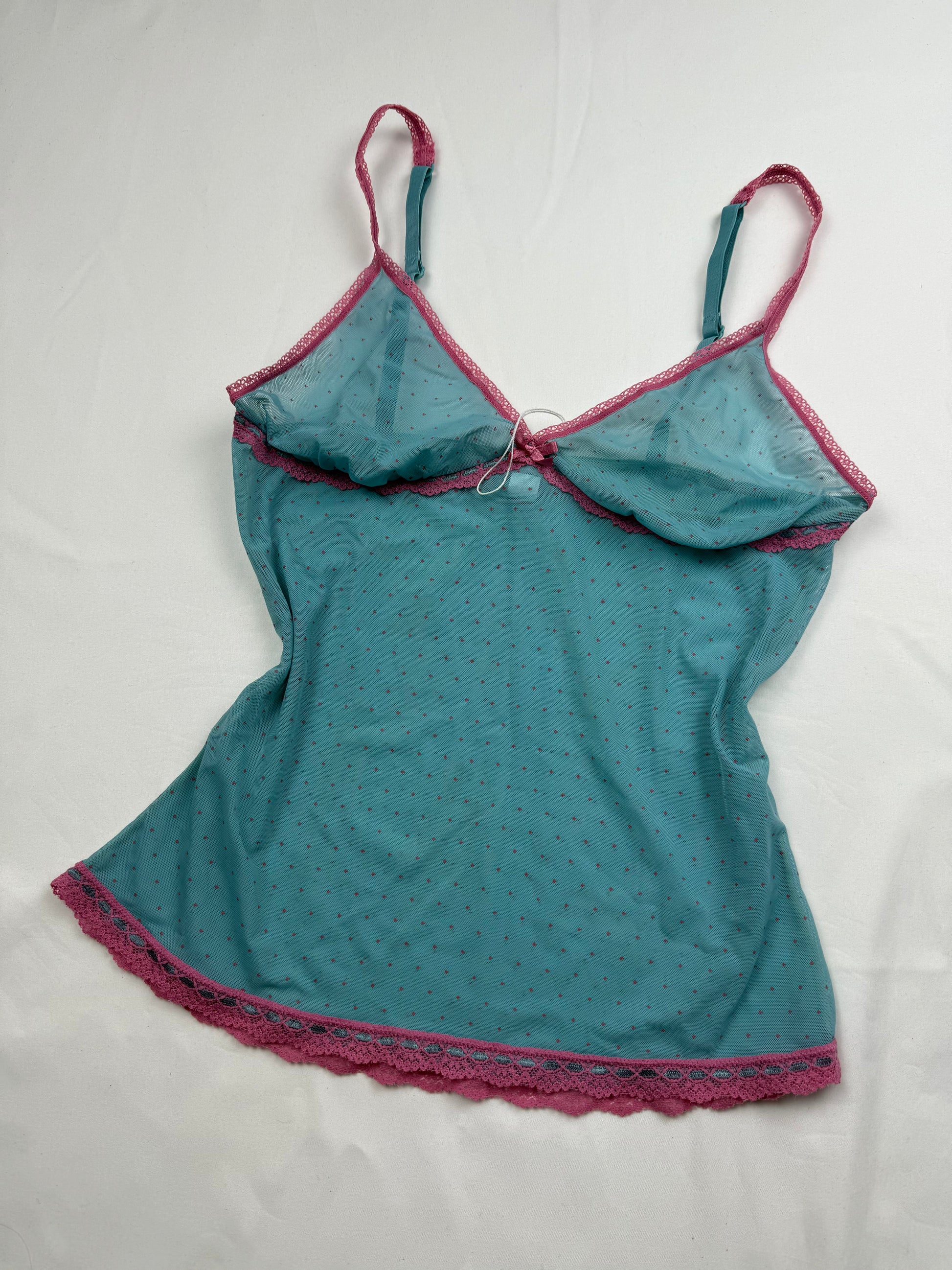Blue & pink mesh babydoll cami top (M/L)