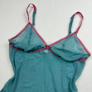 Blue & pink mesh babydoll cami top (M/L)