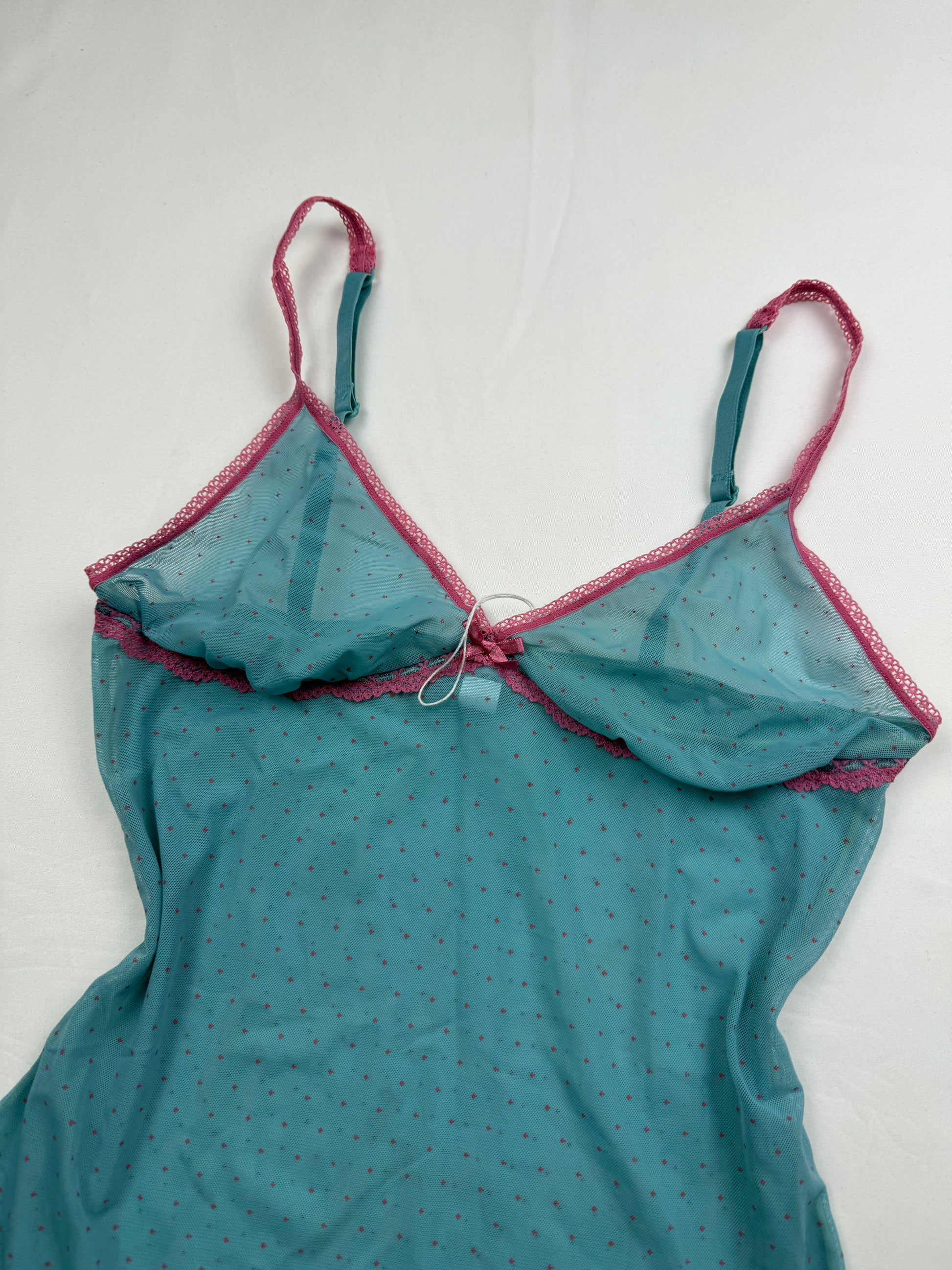 Blue & pink mesh babydoll cami top (M/L)