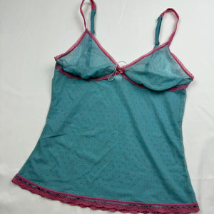Blue & pink mesh babydoll cami top (M/L)