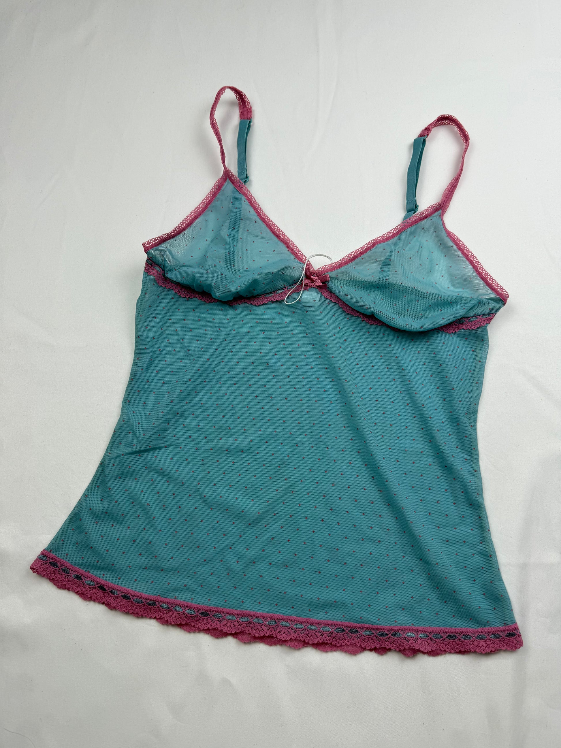 Blue & pink mesh babydoll cami top (M/L)