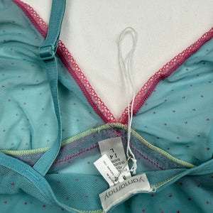 Blue & pink mesh babydoll cami top (M/L)