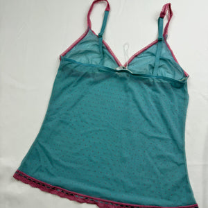 Blue & pink mesh babydoll cami top (M/L)