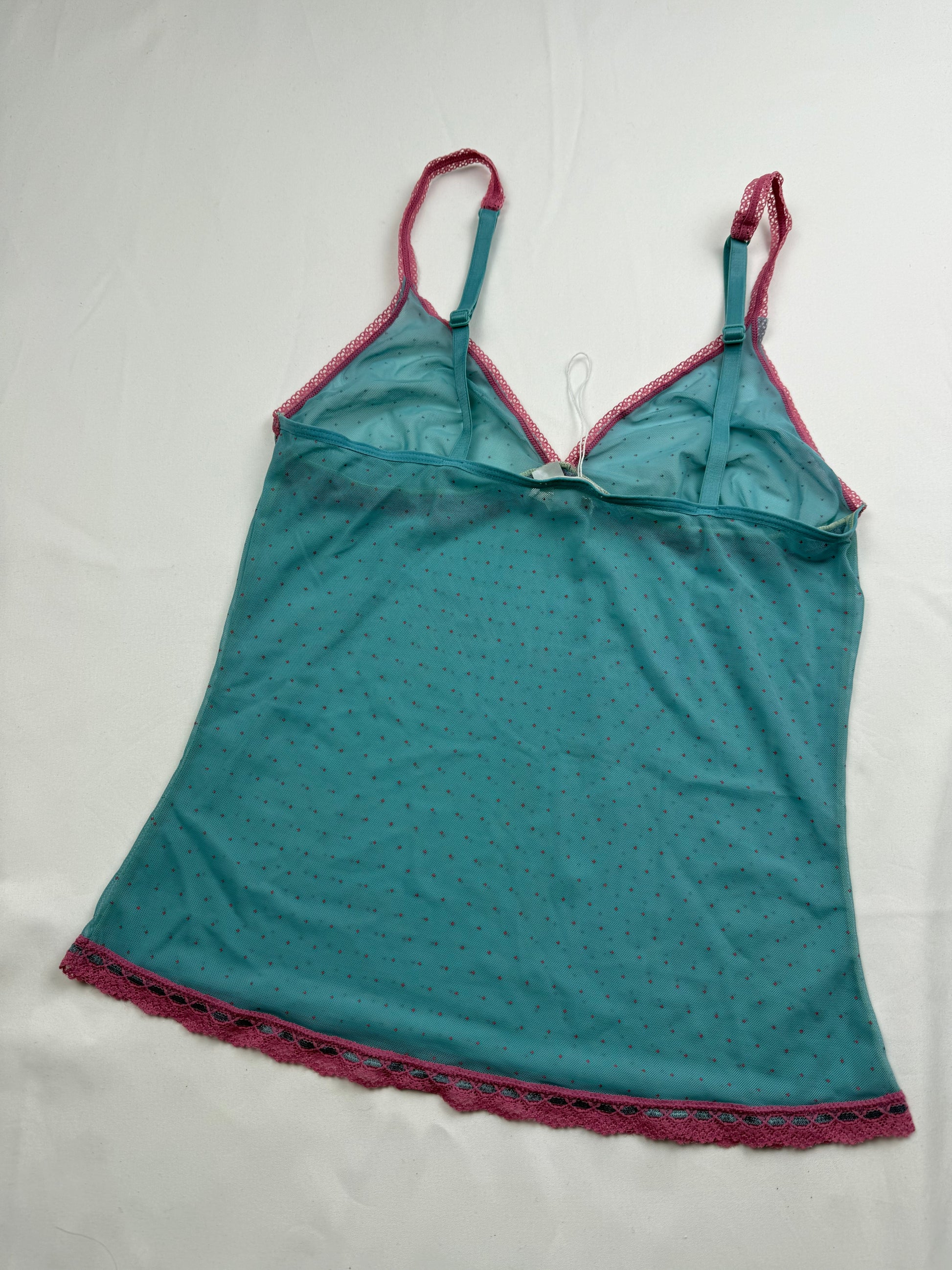 Blue & pink mesh babydoll cami top (M/L)