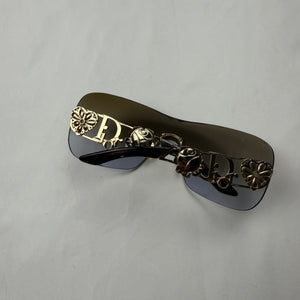 Black floral roses 2000s sunglasses