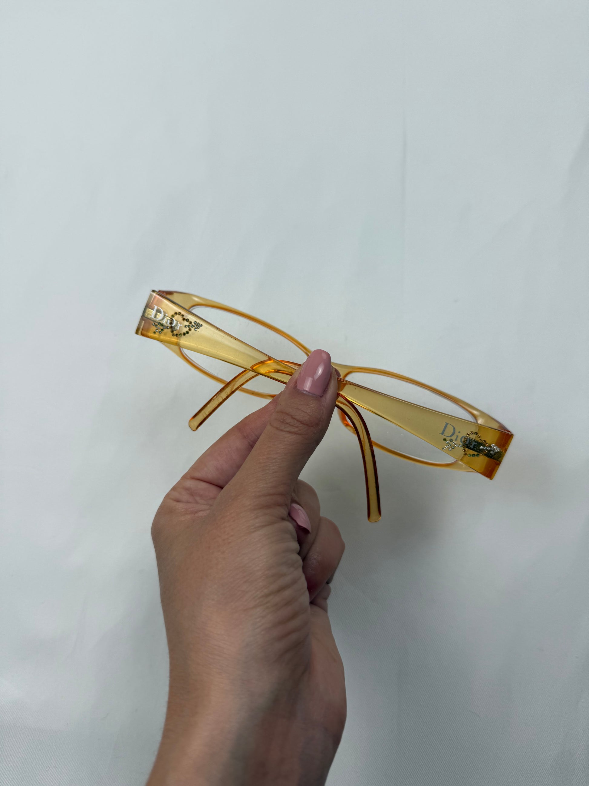 Beige rhinestones 2000s office glasses (with prescription)