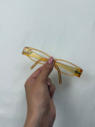 Beige rhinestones 2000s office glasses (with prescription)