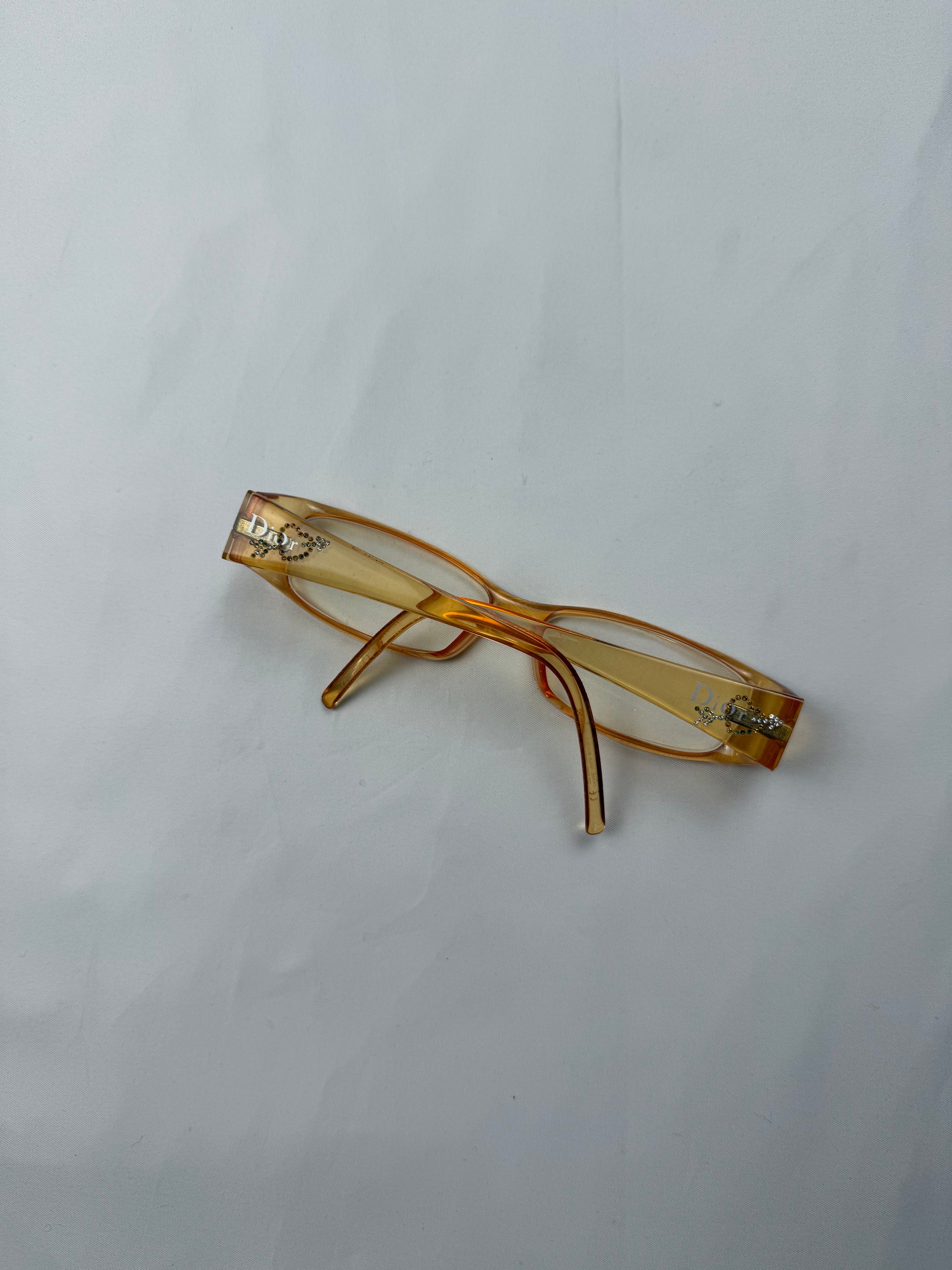 Beige rhinestones 2000s office glasses (with prescription)