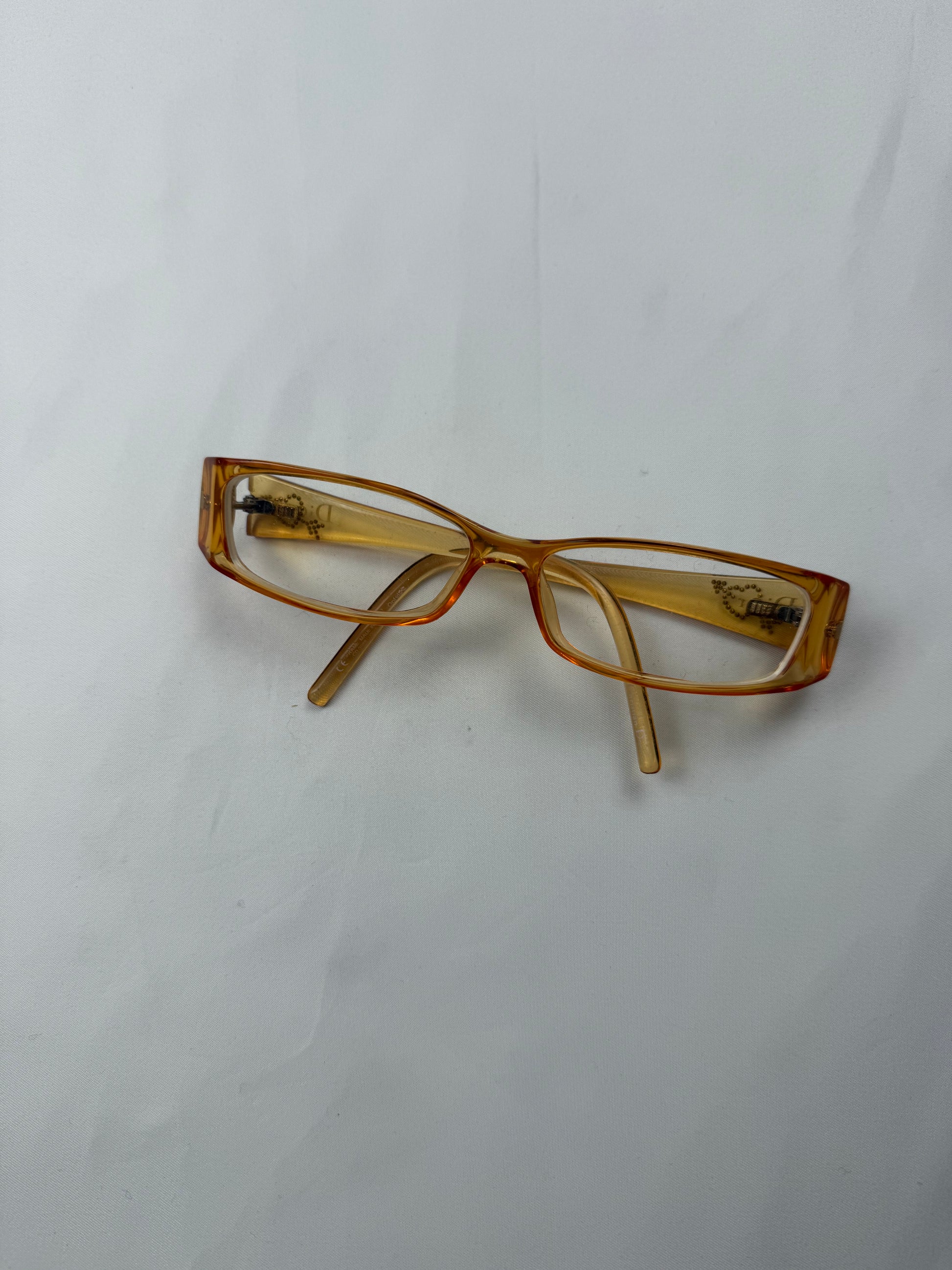 Beige rhinestones 2000s office glasses (with prescription)