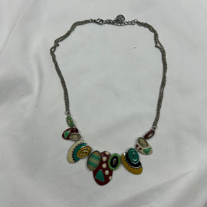 Silver gems pendent necklace