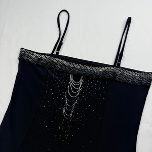 Black sequins & pearls cami top (S/M)