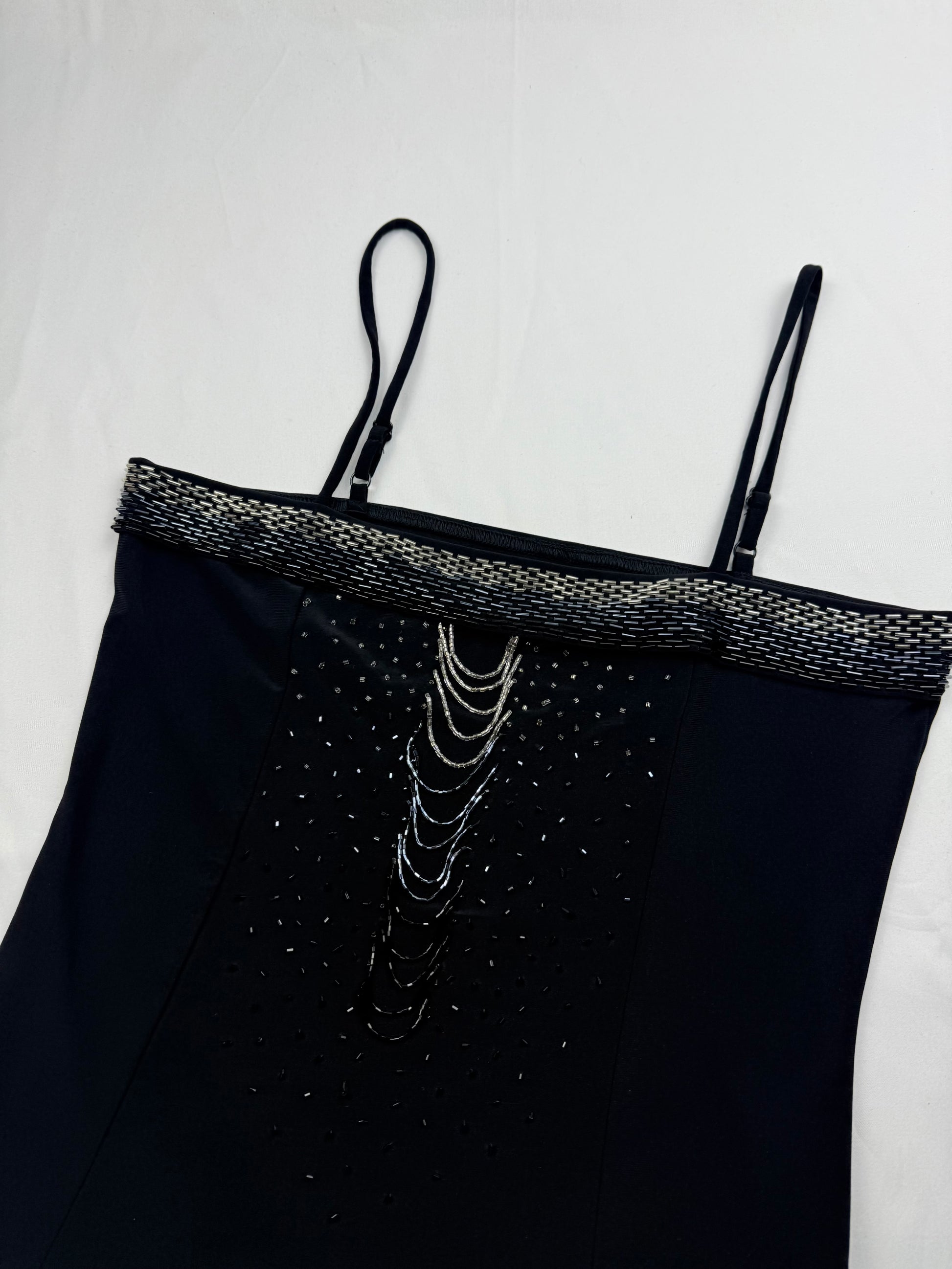 Black sequins & pearls cami top (S/M)