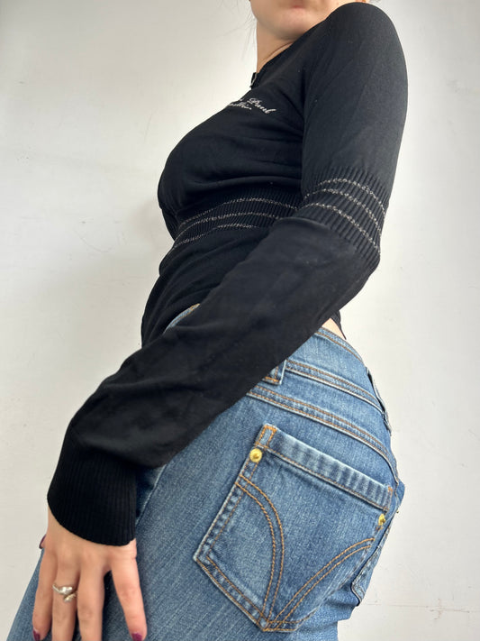Black zip up logo jumper (S)