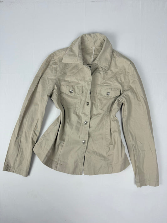 Beige tight fit denim jacket (S)