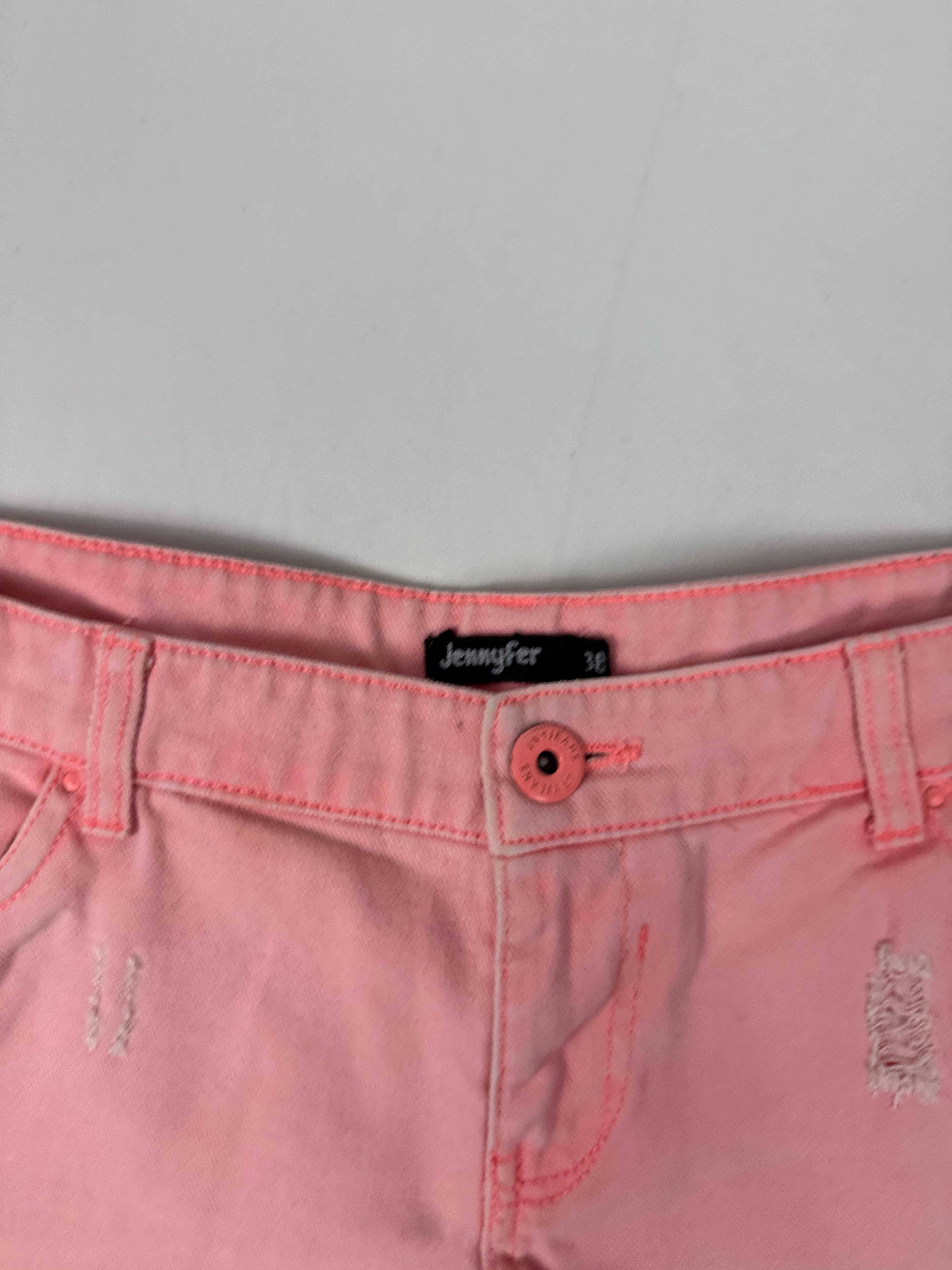 Neon pink denim low rise mini short (M/L)