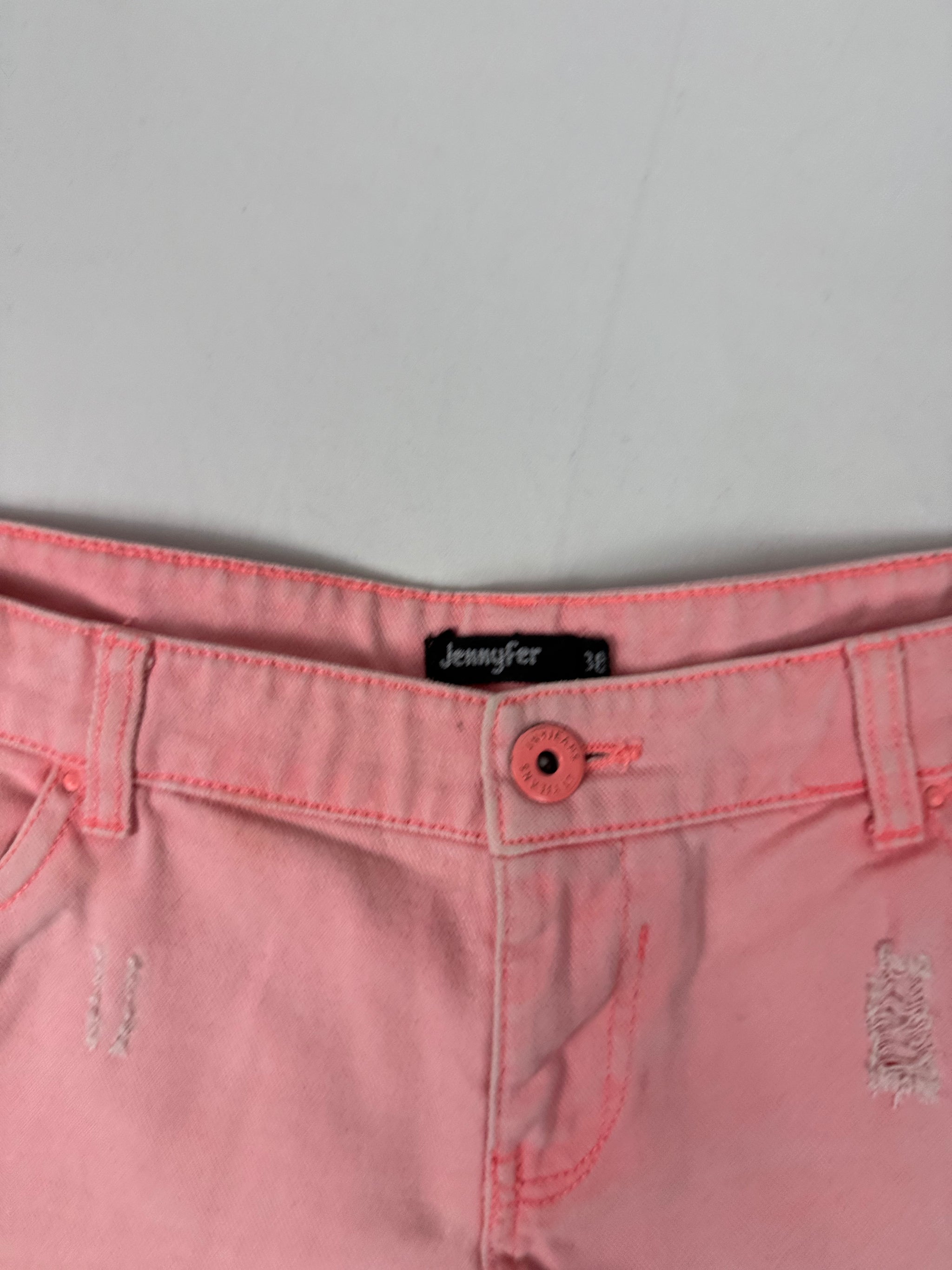 Neon pink denim low rise mini short (M/L)