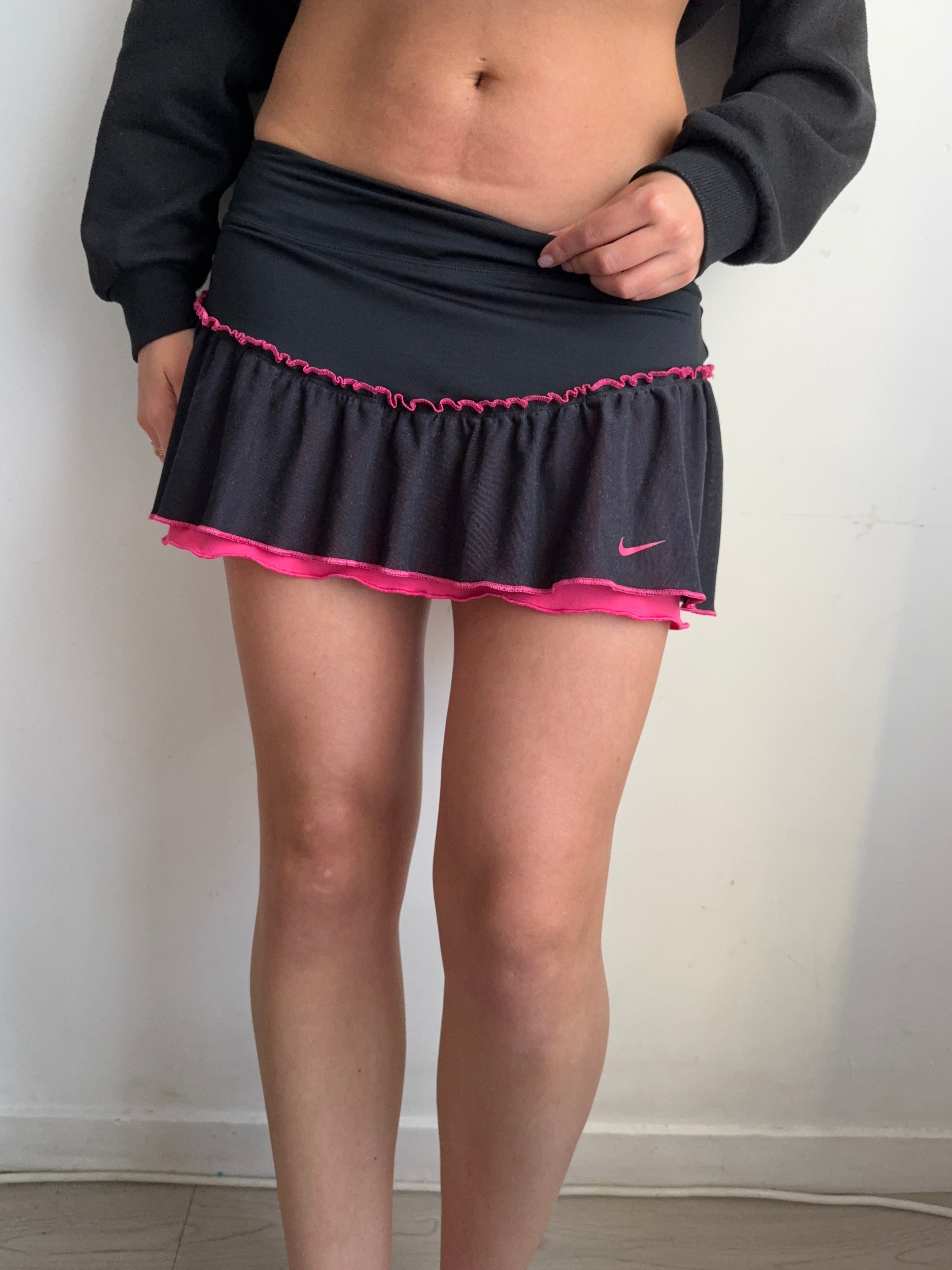 Jupe-short courte taille basse graphique orange (XS)