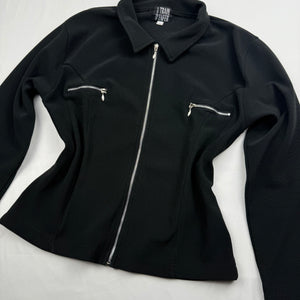 Black zip up cotton biker jacket (M/L)