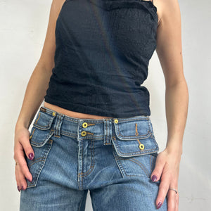 Black lace up corset top (S)