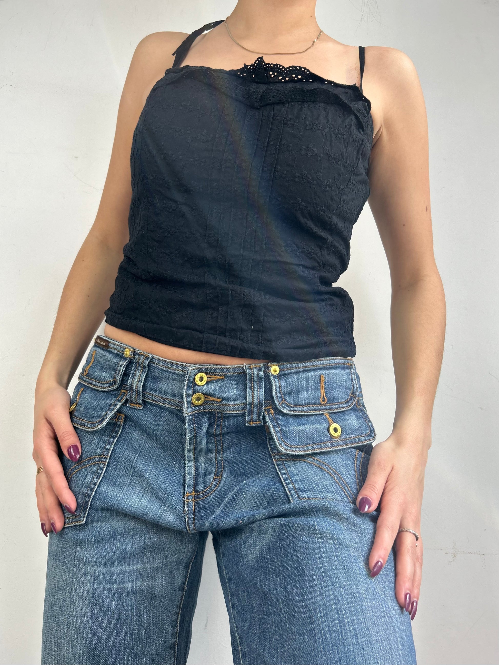 Black lace up corset top (S)