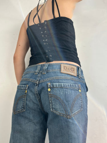 Black lace up corset top (S)