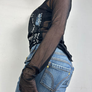 Black graphic long sleeves top (L)