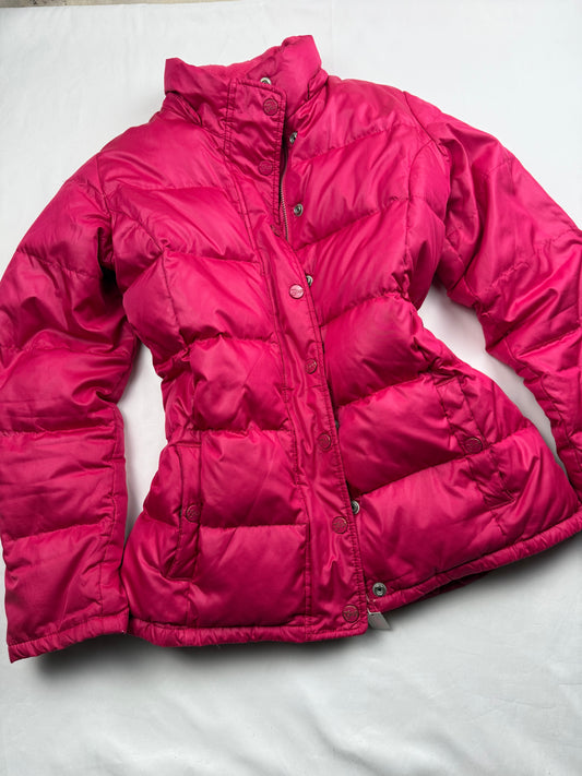 Pink zip up puffer jacket (S/M)