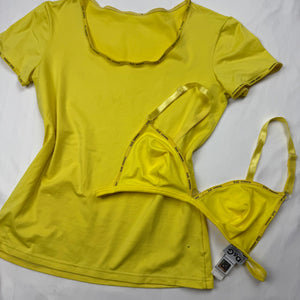 Yellow cotton logo band bralette (S)
