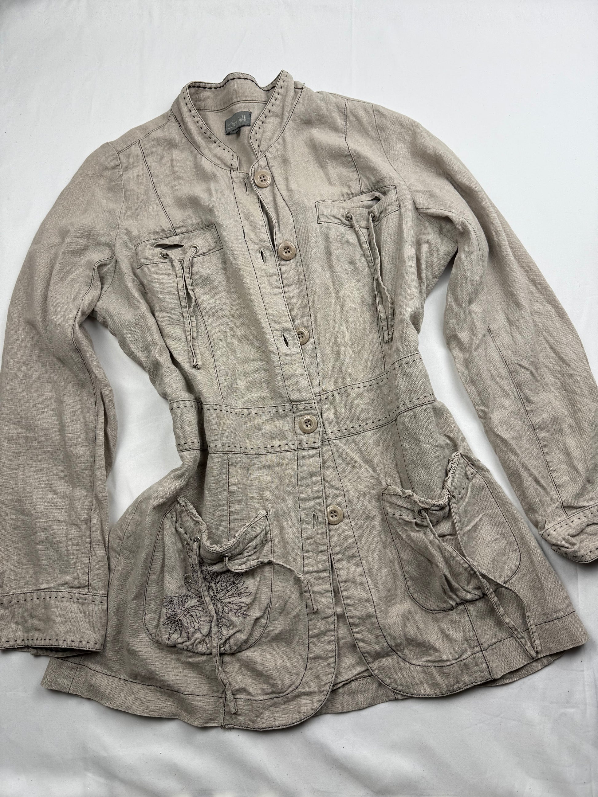 Beige linen blazer jacket (XL)