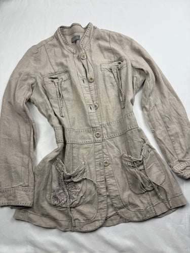 Beige linen blazer jacket (XL)