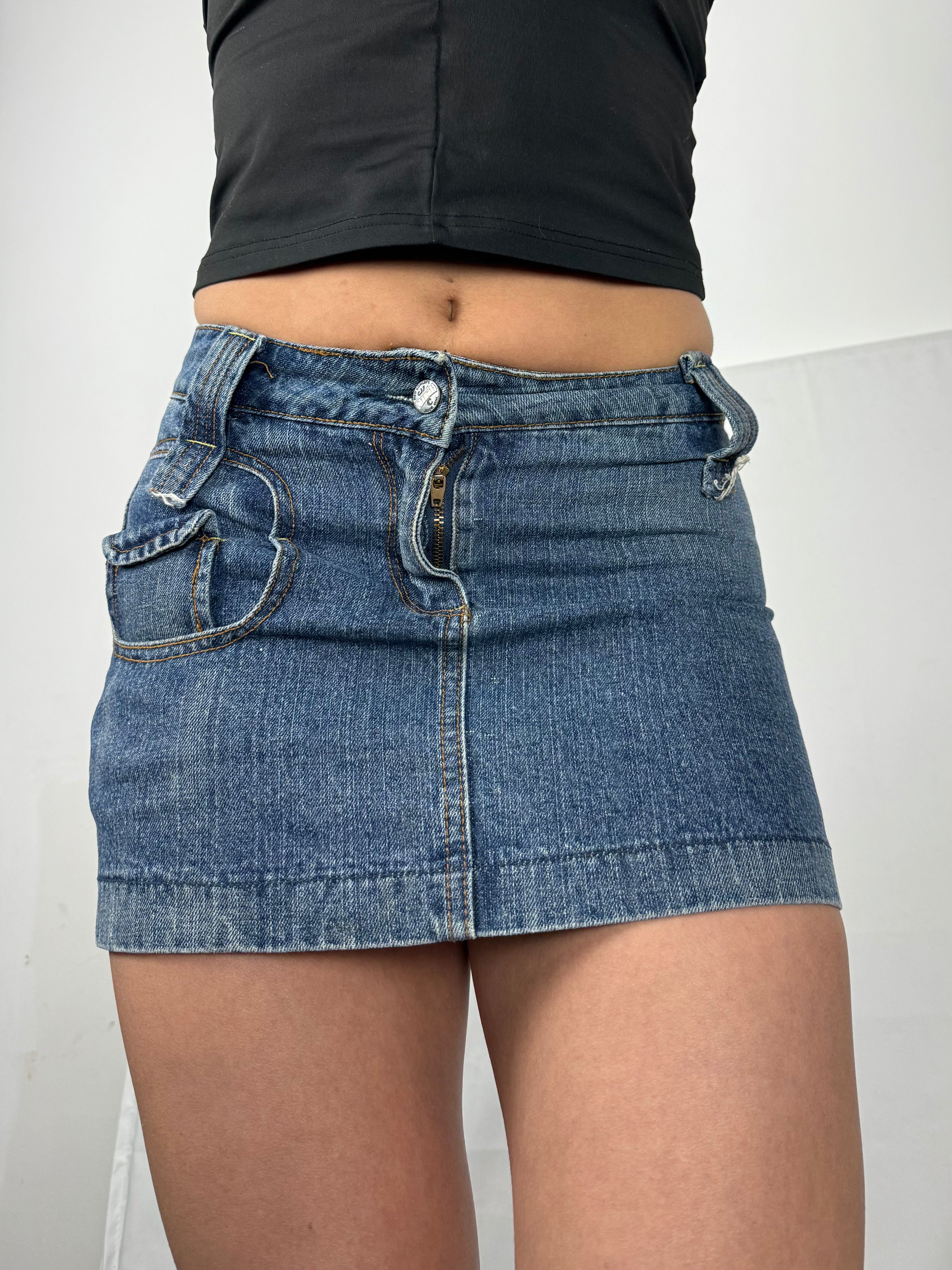 Navy low rise mini skirt (S)