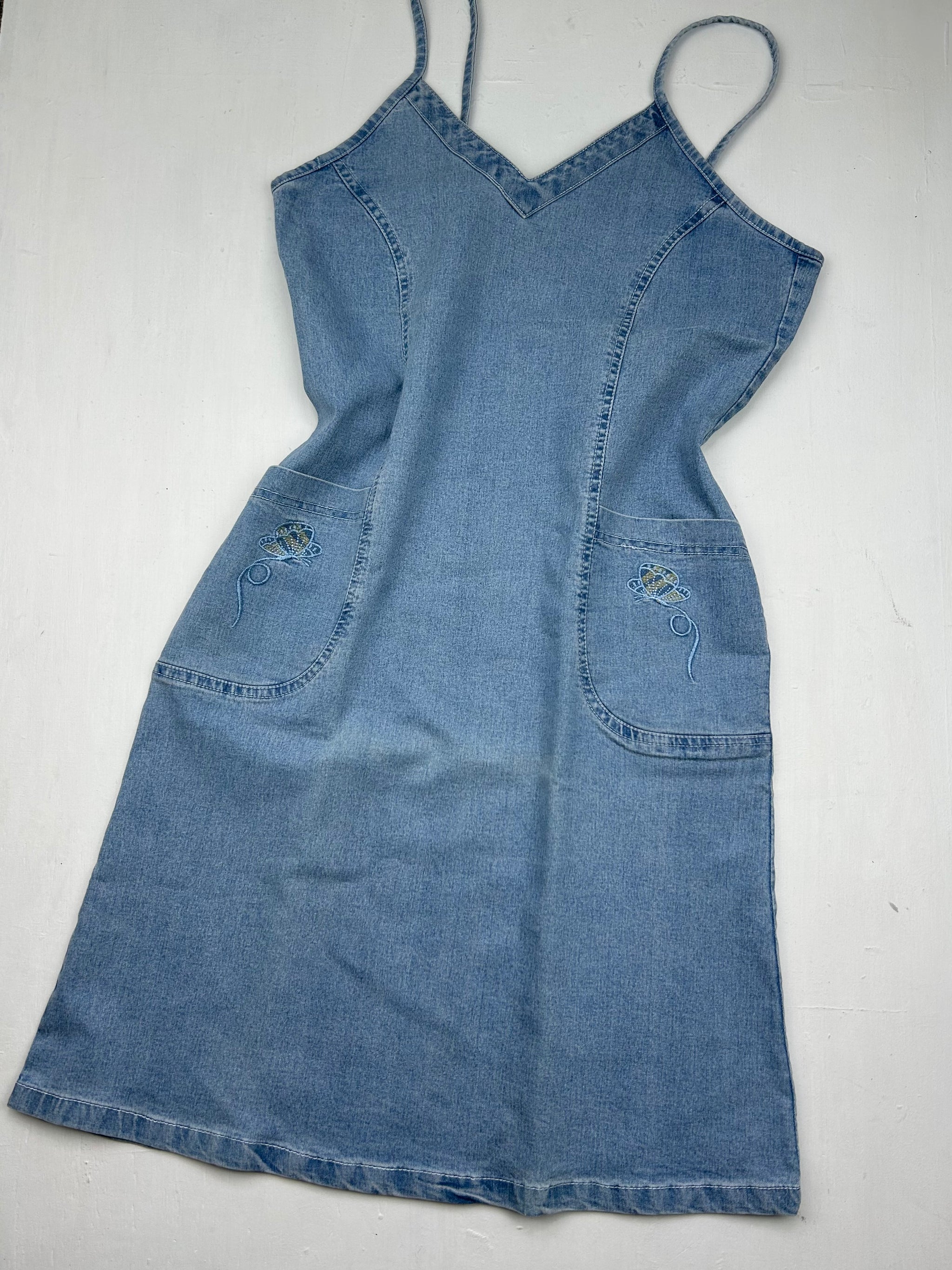 Denim jean blue Y2K vintage mini dress (S)