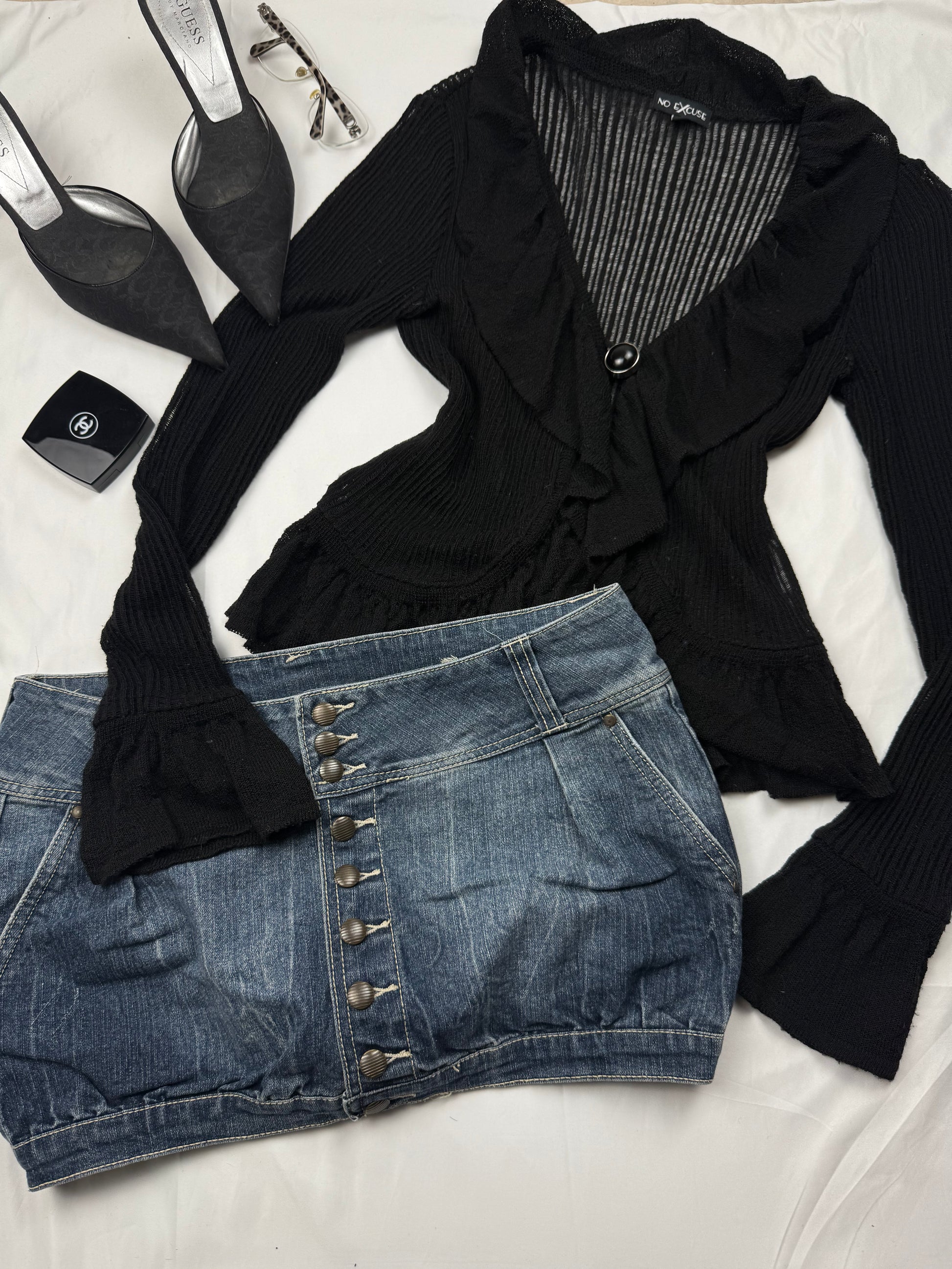 Black see trough cardigan jumper (S/M)