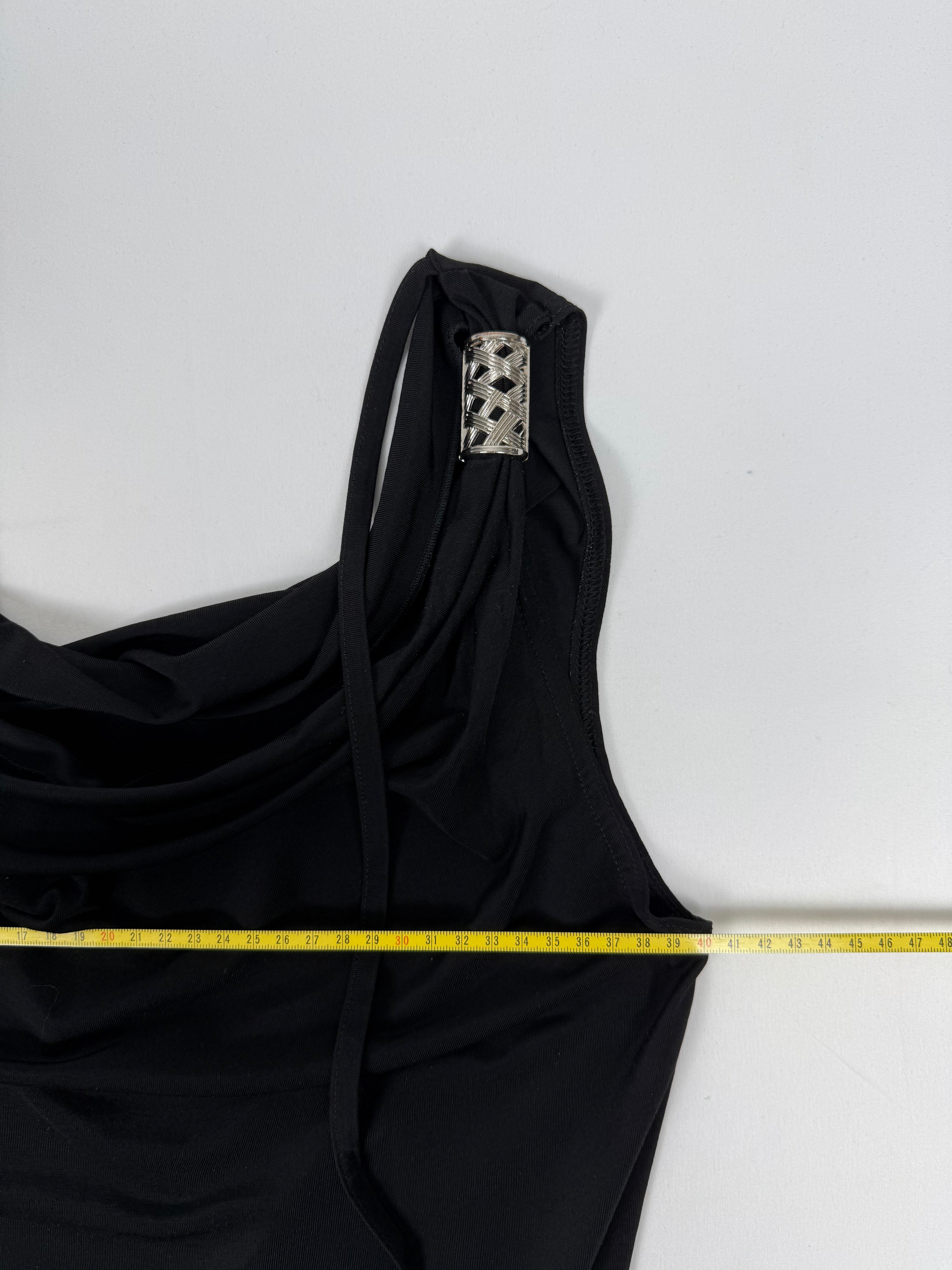 Black plunge neck tie up top (M)
