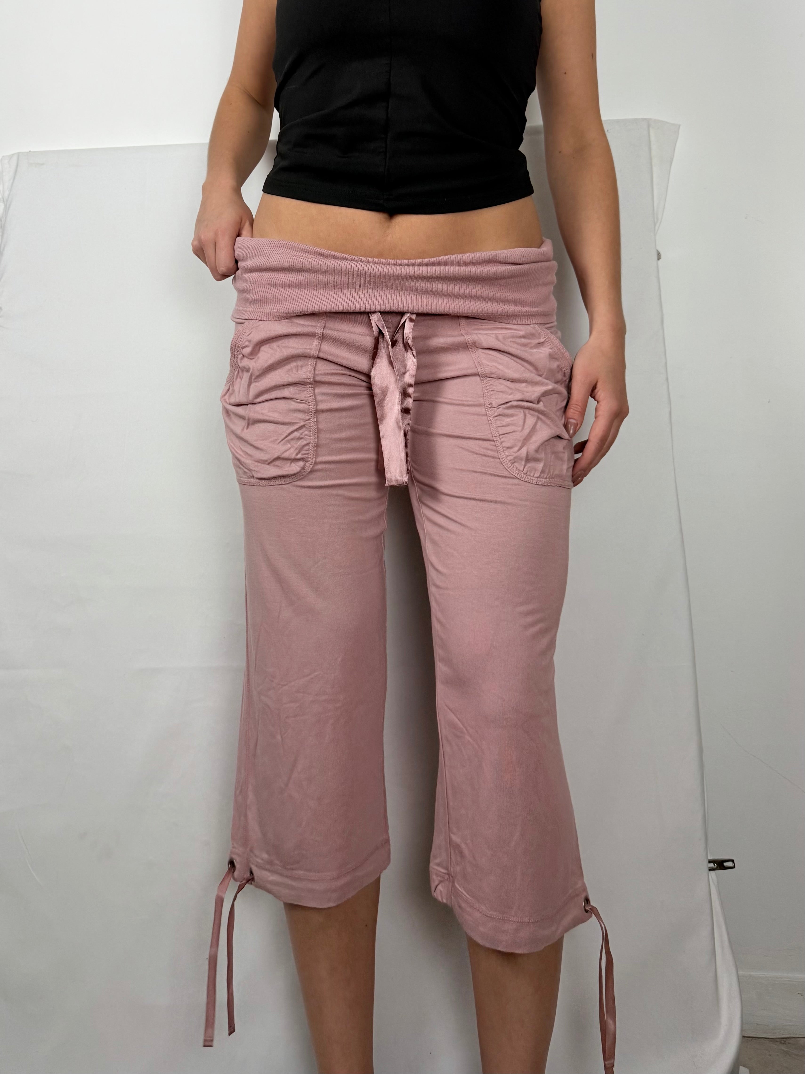 Pink cotton low waist capri pants (L)
