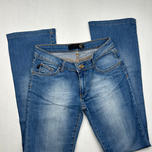Strass denim low rise bootcut pants (S)