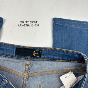 Strass denim low rise bootcut pants (S)