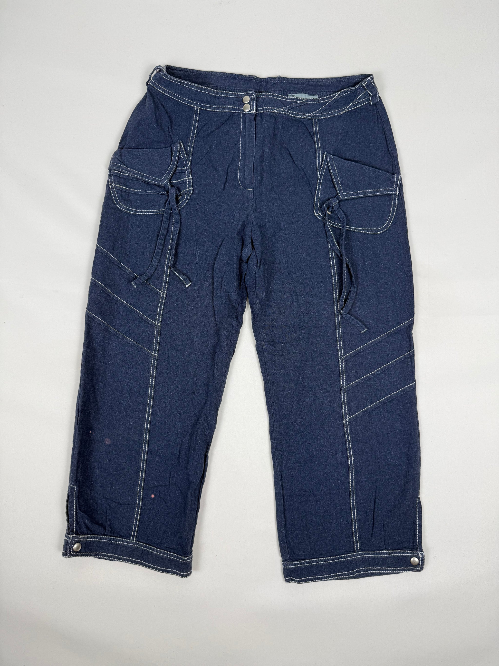 Navy denim cargo capri pants (M)