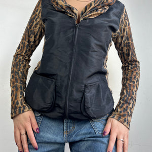 Panther print zip up office jacket (S/M)