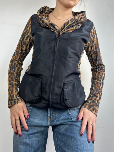 Panther print zip up office jacket (S/M)