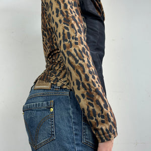 Panther print zip up office jacket (S/M)