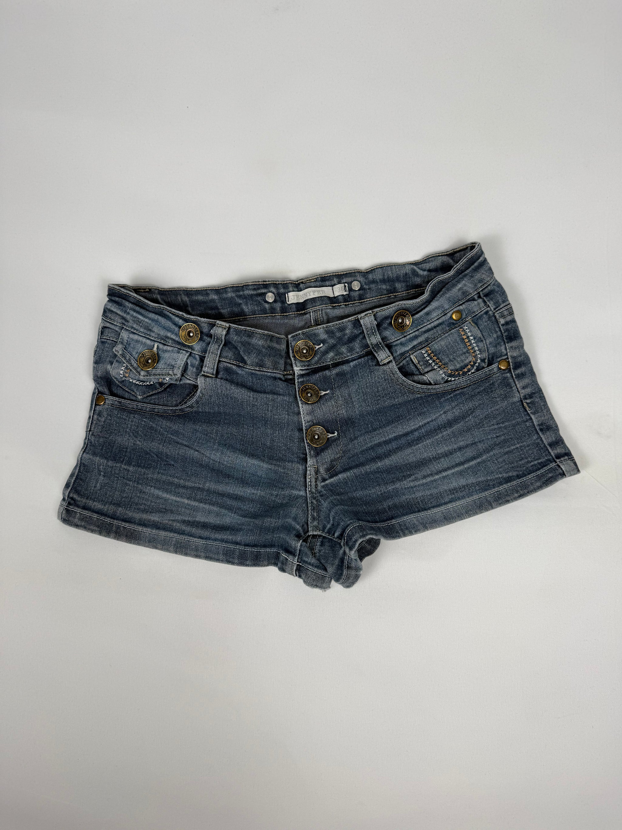 Navy denim mini short (S)