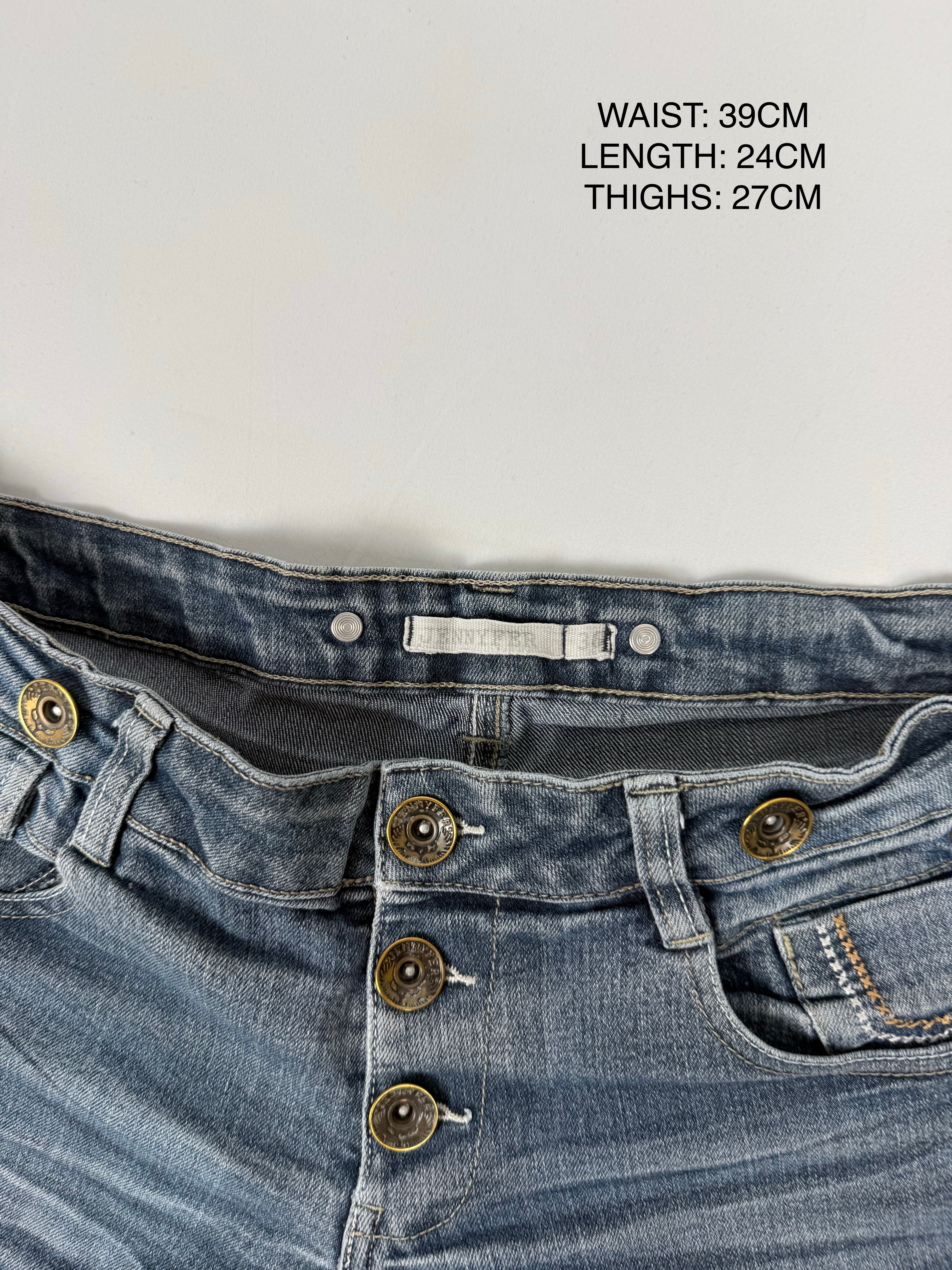 Navy denim mini short (S)