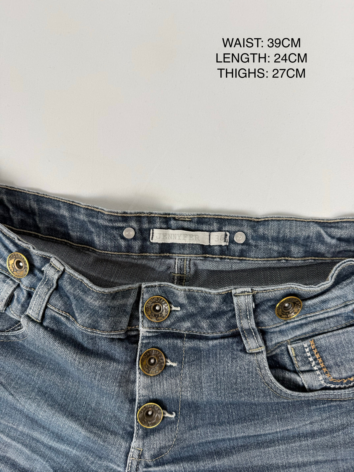 Navy denim mini short (S)