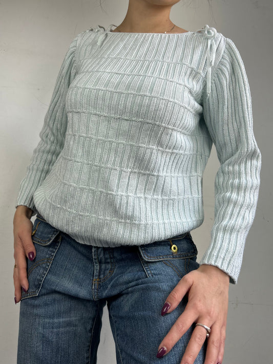 Baby blue tie up 100% cotton jumper (S)