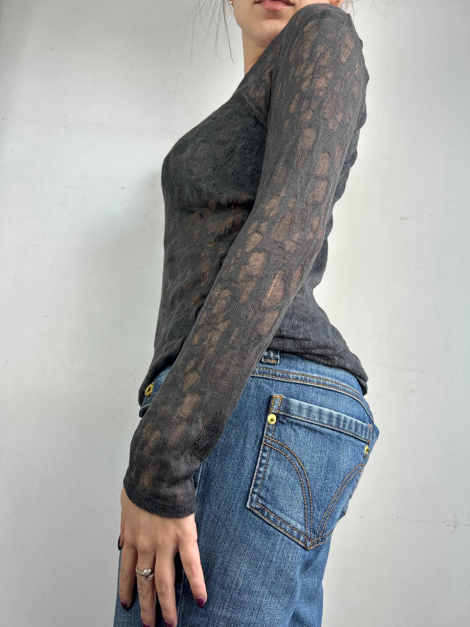 Grey see trough long sleeves top (S/M)