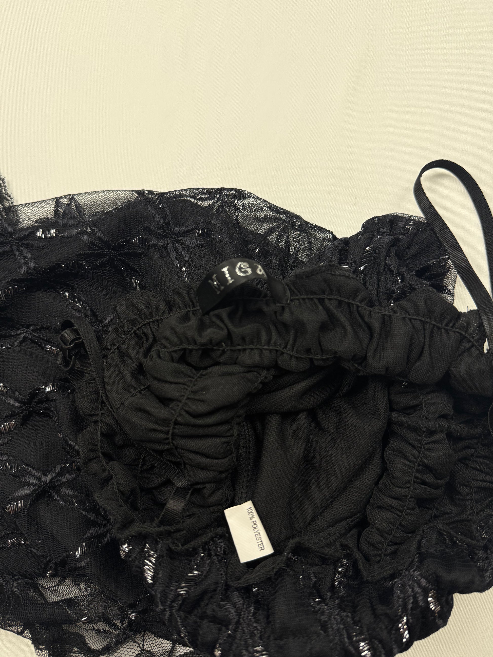 Black mesh lined stretchy top (S/M)