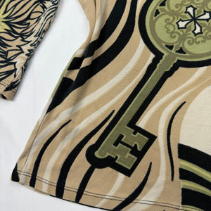 Khaki graphic 100% cotton long sleeves top (S/M)