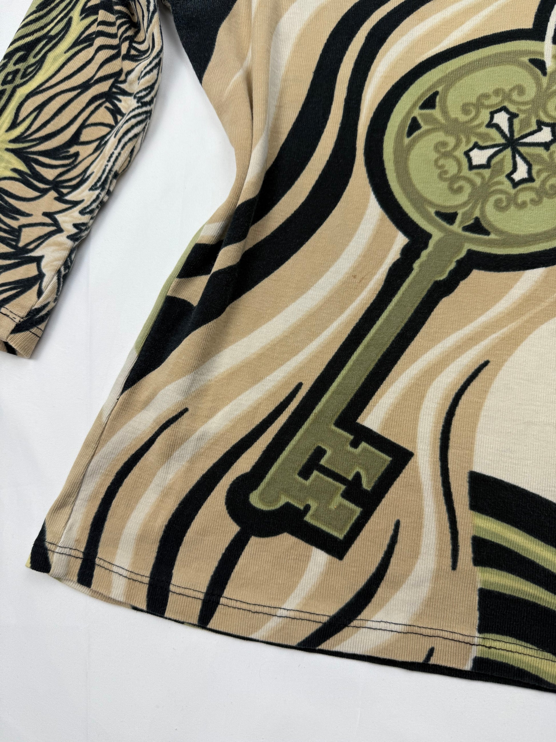 Khaki graphic 100% cotton long sleeves top (S/M)