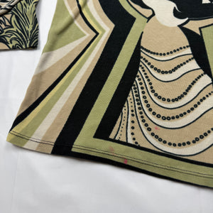 Khaki graphic 100% cotton long sleeves top (S/M)